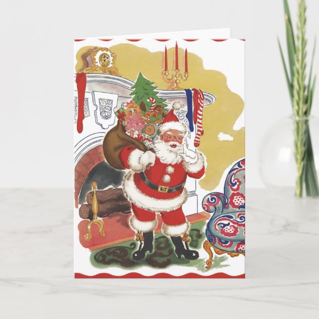 Jul i gammaldags stil, Glad Tomte med presenter Helgkort (Framsida)