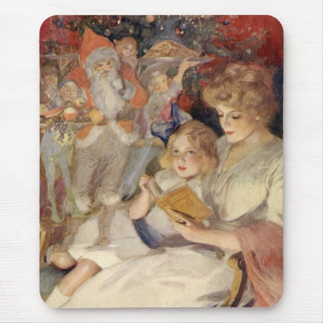 Jul i gammaldags stil, mamma läser saga före sängd musmatta (Framsidan)