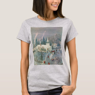Jul i gammaldags stil, människor på väg till kyrka tee shirt