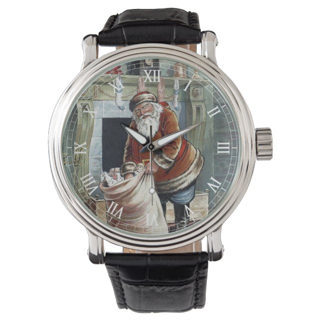 Jul i gammaldags stil, Sankt Nikolaus vid öppen sp Armbandsur (Framsida)