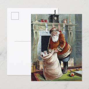 Jul i gammaldags stil, Sankt Nikolaus vid öppen sp Vykort