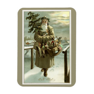 Jul i gammaldags stil, viktoriansk jultomte med le magnet