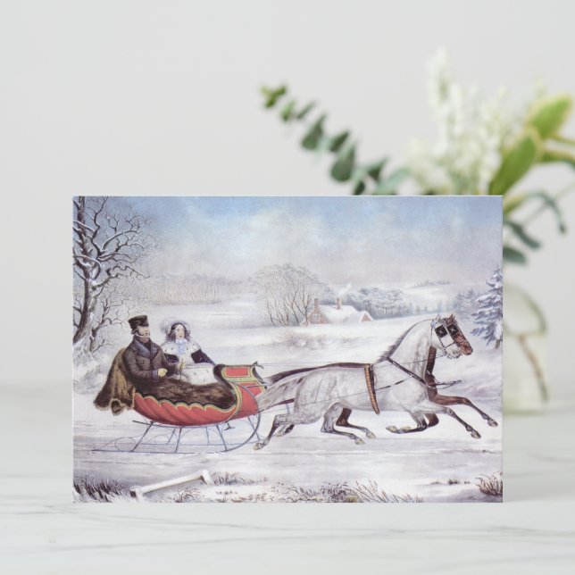 Jul i gammaldags stil, Vintervägen, Slädhäst Inbjudningar (Stående Fram)