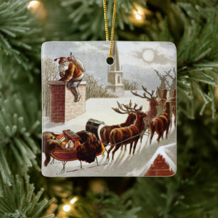 Jul i gammaldagsstil, Sankt Nikolaus på taket Julgransprydnad Keramik