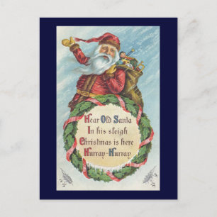 Jul i gammaldagsstil, viktoriansk tomte på krans helg vykort