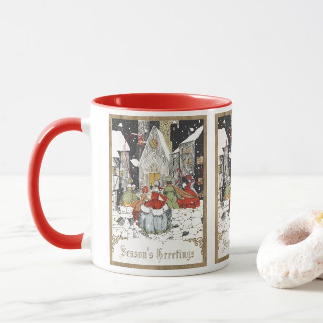 Jul i gammaldagsstil, viktorianska människor i kyr mugg (Med munk)