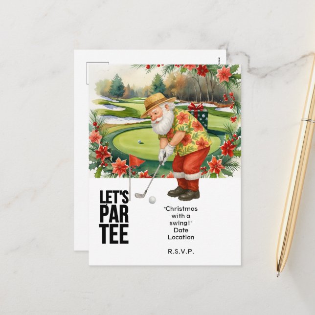 Jul i Golf-juli med Jultomten Golfing Helg Vykort (Fram/Back In Situ)