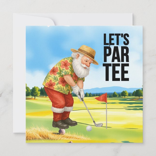 Jul i Golf-juli med Jultomten Golfing Julkort (Framsida)