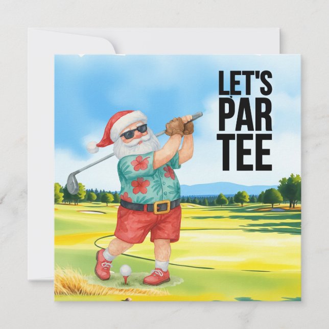 Jul i Golf-juli med Jultomten Golfing Julkort (Framsida)