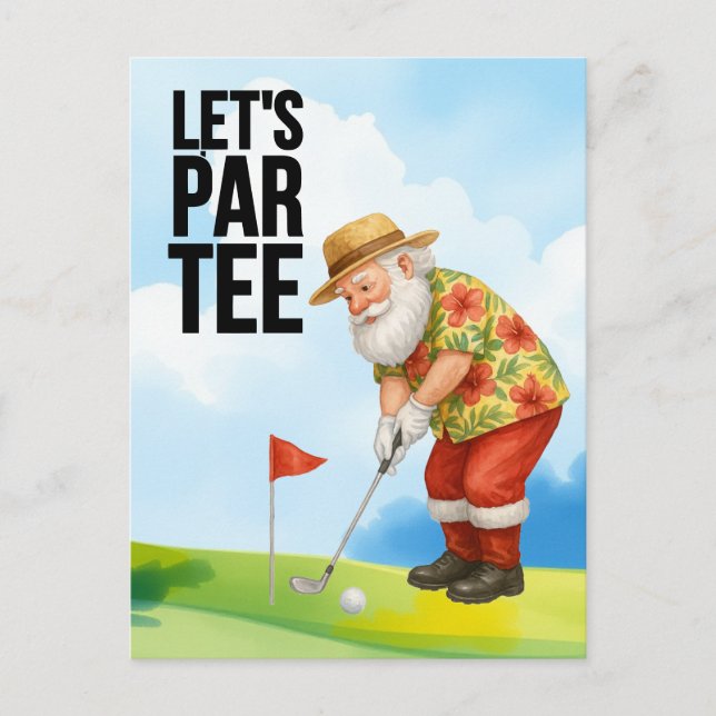 Jul i Golf-juli med Jultomten Golfing Vykort (Framsida)