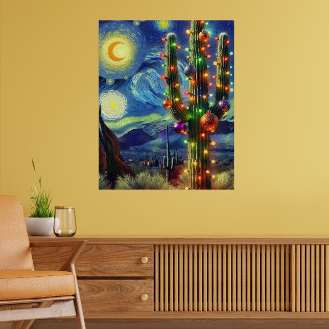 Jul i Grönten Desert Saguaro Cactus Blue Poster (Vardagsrum 2)