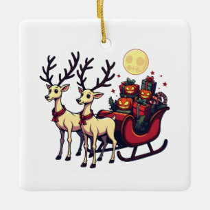 Jul i Halloween Reindeer Pumpkin Presenter Julgransprydnad Keramik