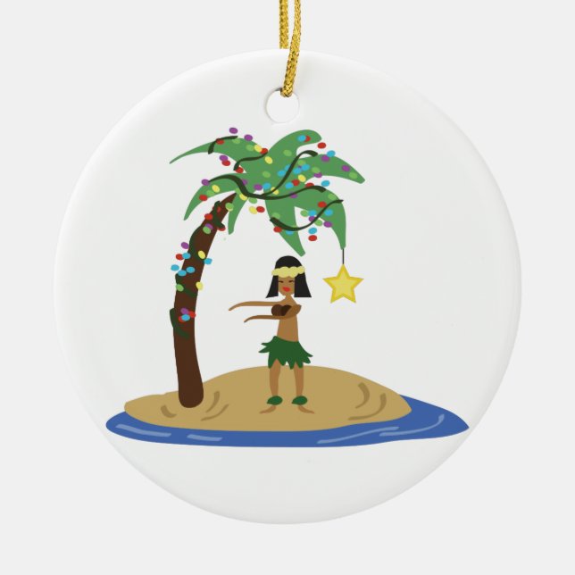 Jul i Hawaii Julgransprydnad Keramik (Framsidan)