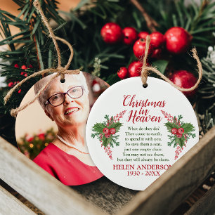 Jul i himlen-dikt Minnesfoto Högtid Julgransprydnad Keramik