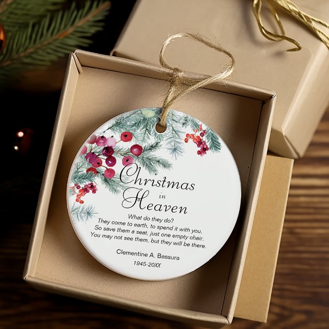 Jul i himlen Memorial Photo Julgransprydnad Keramik (Christmas In Heaven Memorial Photo Ceramic Ornament)