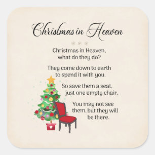 Jul i himlen, tom stol, förlust, Grief Fyrkantigt Klistermärke