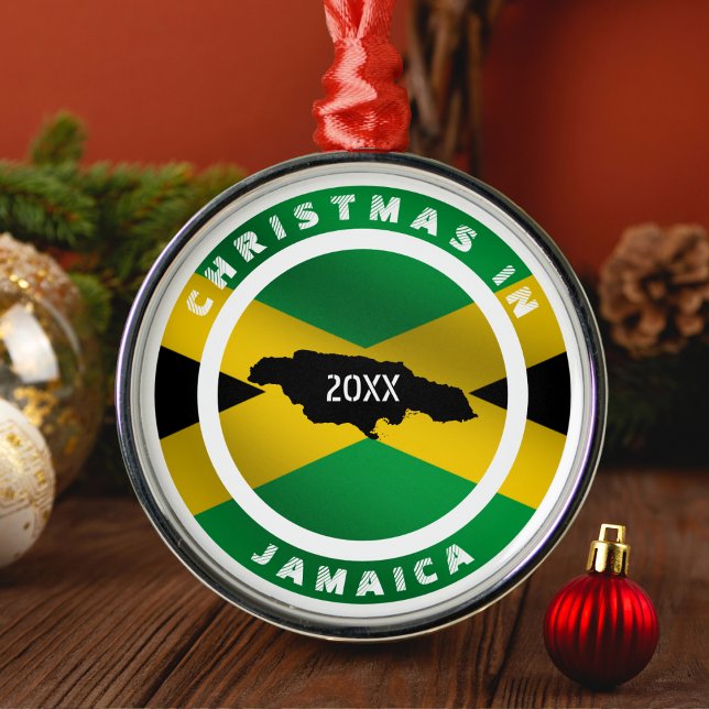 Jul i Jamaica Jamaican Helgdag Vacation Julgransprydnad Metall (Christmas in Jamaica Jamaican Holiday Vacation Metal Ornament)