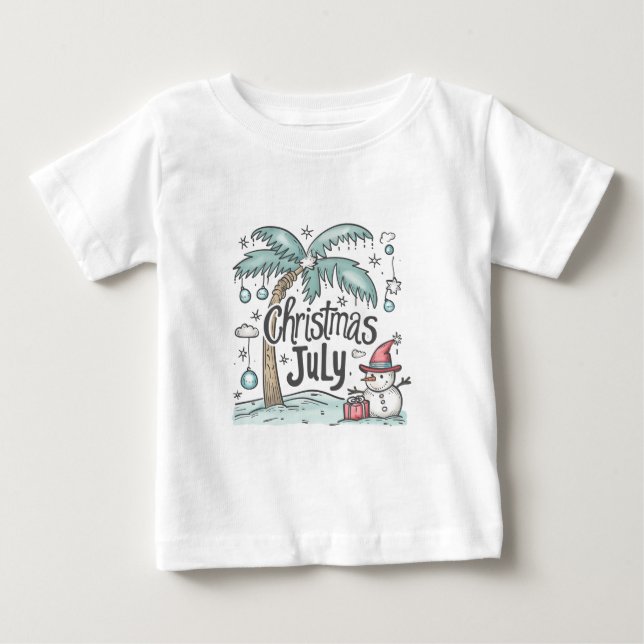 Jul i jul tropisk snöman palmer present t shirt (Framsida)