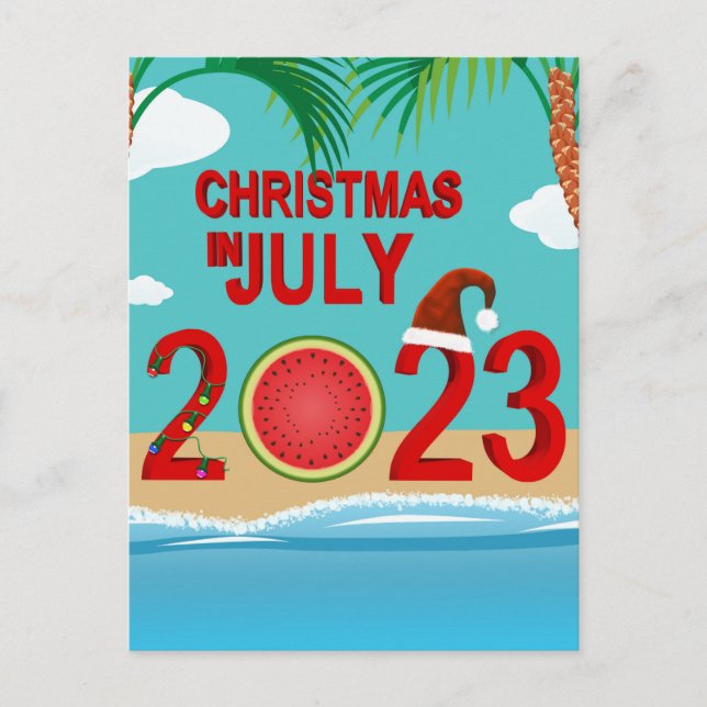 Jul i juli 2023 Watermelon Beach Helg Vykort (Framsida)