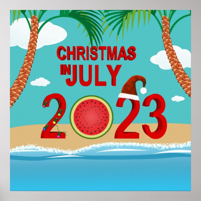 Jul i juli 2023 Watermelon Beach Poster (Framsidan)