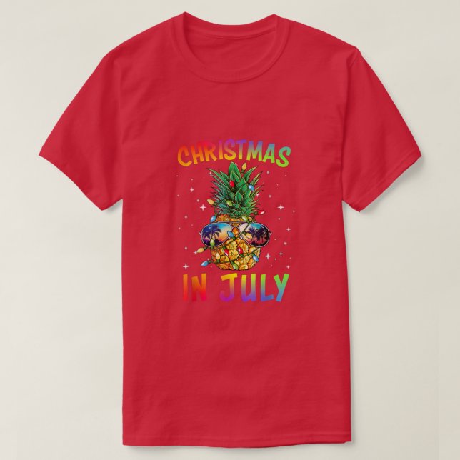 Jul i juli Ananas Julafton Träd Sommar Vaca T Shirt (Design framsida)