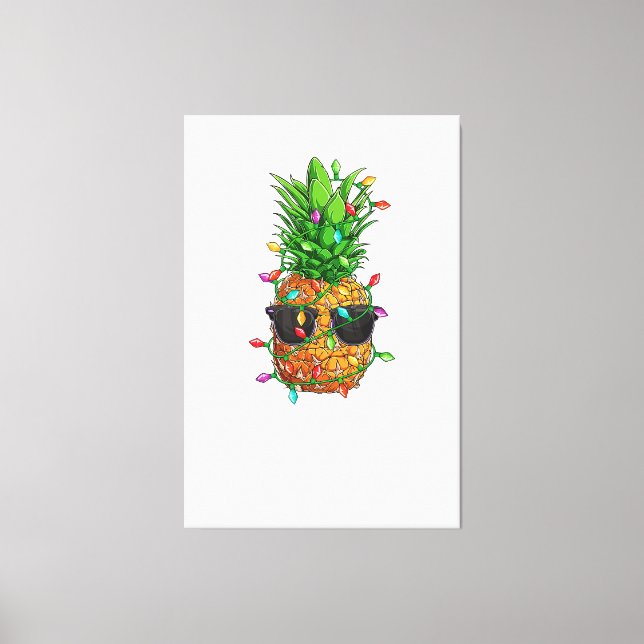Jul i juli: Ananas Julafton Träd, sommartid, Manar Canvastryck (Framsida)