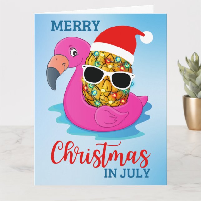 Jul i juli Ananas Santas Hat Flamingo Ho Kort (Liten växt)
