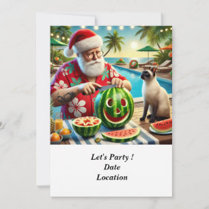 Jul i juli Bassäng Party med Jultomten Inbjudningar