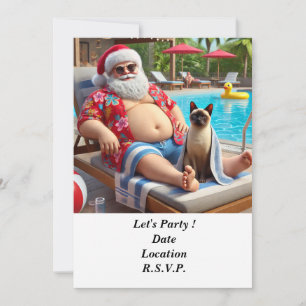 Jul i juli Bassäng Party med Jultomten Inbjudningar