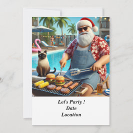 Jul i juli Bassäng Party med Jultomten Inbjudningar