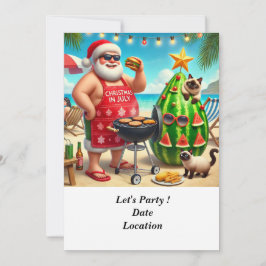 Jul i juli Bassäng Party med Jultomten Inbjudningar