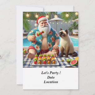 Jul i juli Bassäng Party med Jultomten Inbjudningar