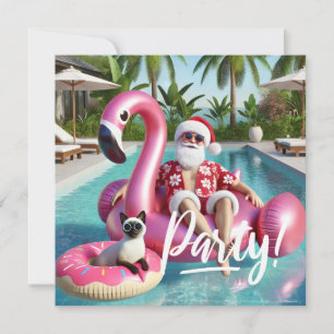 Jul i juli Bassäng Party med Jultomten Invi Inbjudningar