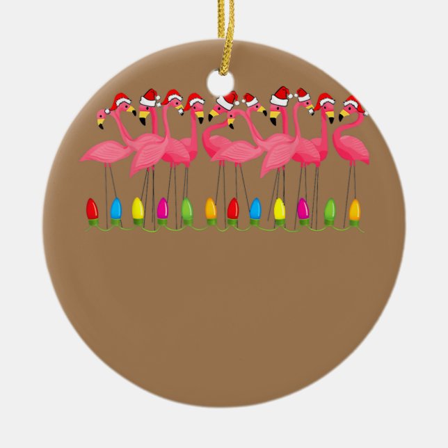 Jul i juli: Beach Flamingo Cruise Vacation Julgransprydnad Keramik (Framsidan)