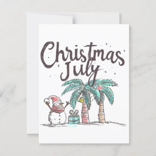 Jul i juli Beach Snögubbe Handflatan Träd, sommare Vykort