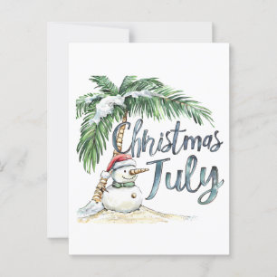 Jul i juli Beach Snögubbe & Handflatan Träd Vykort