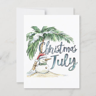 Jul i juli Beach Snögubbe & Handflatan Träd Vykort