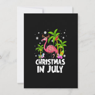 Jul i juli: Beach-sommaren Flamingo Handflatan Trä Inbjudningar