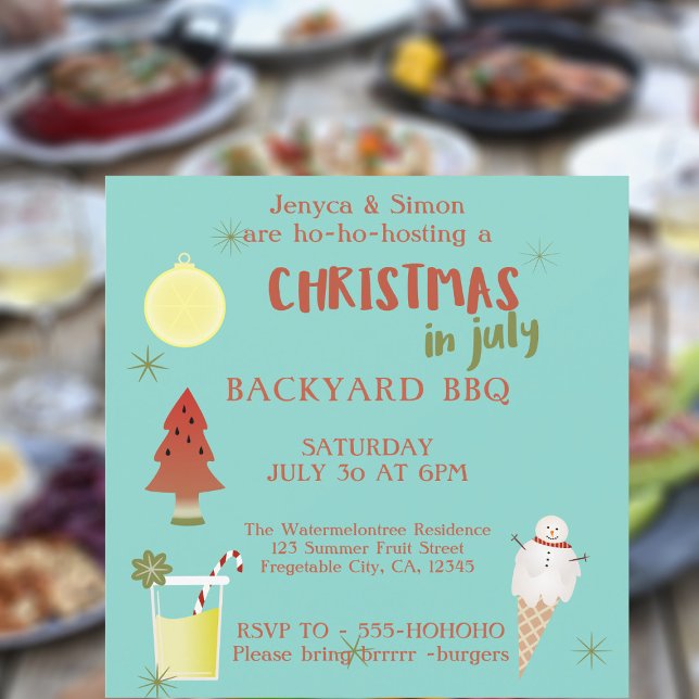Jul i juli: BQ-partiets inbjudan till Backyard (🍉🎄 Christmas in July Backyard BBQ? Just add the details of yours 🎄 🍉)
