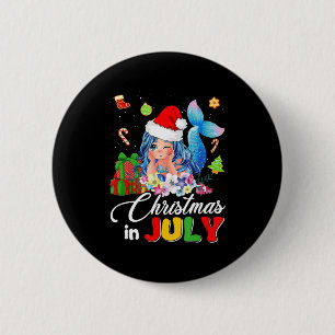 Jul i juli Cute Anime Sjöjungfru Santa Hat Sum Knapp