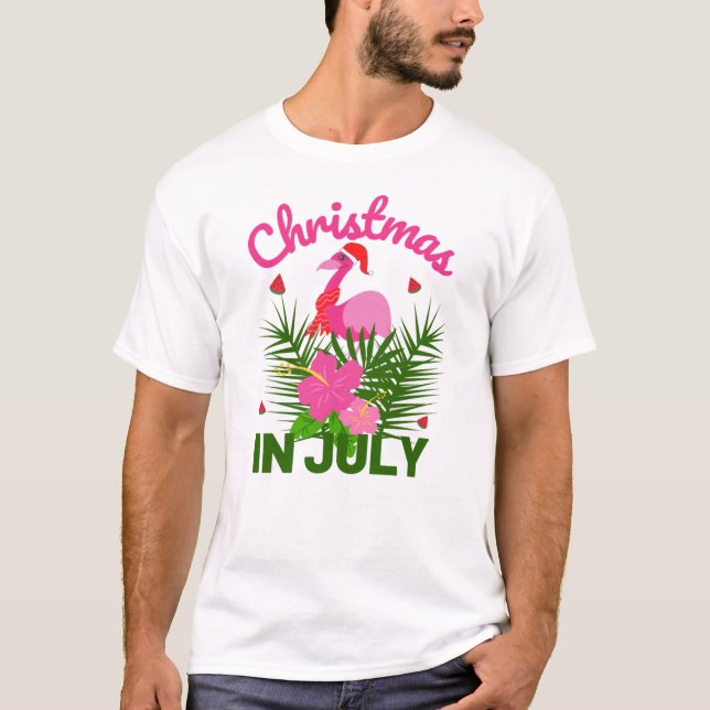 Jul i juli Cute Summer Flamingo T-Shirt (Framsida)