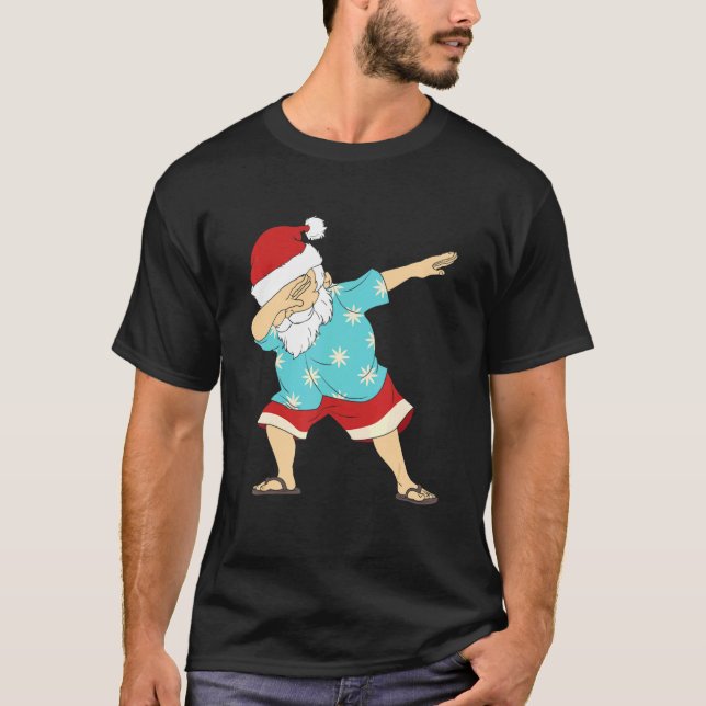 Jul i juli Dabbing Jultomten Hawaiian Sum T Shirt (Framsida)