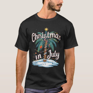 Jul i juli den tropiska sommaren Handflatan Träd i T Shirt