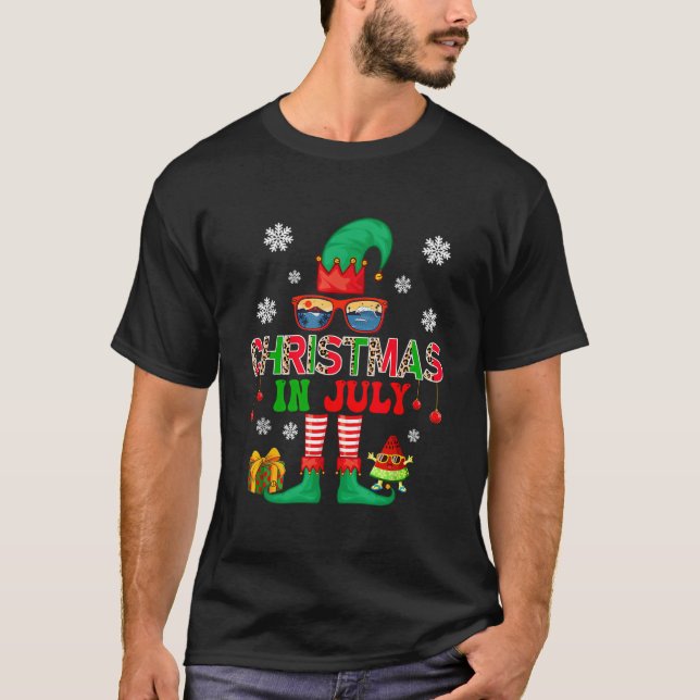 Jul i juli: Elf Sunglasses Beach Lov T Shirt (Framsida)