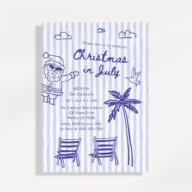 Jul i juli-fest Strand Tomte Inbjudningar (Skapare uppladdad)