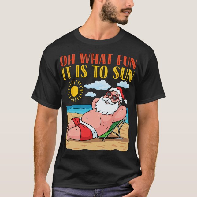 Jul i juli: Finny Santa Hat Sunglasses Summe T Shirt (Framsida)