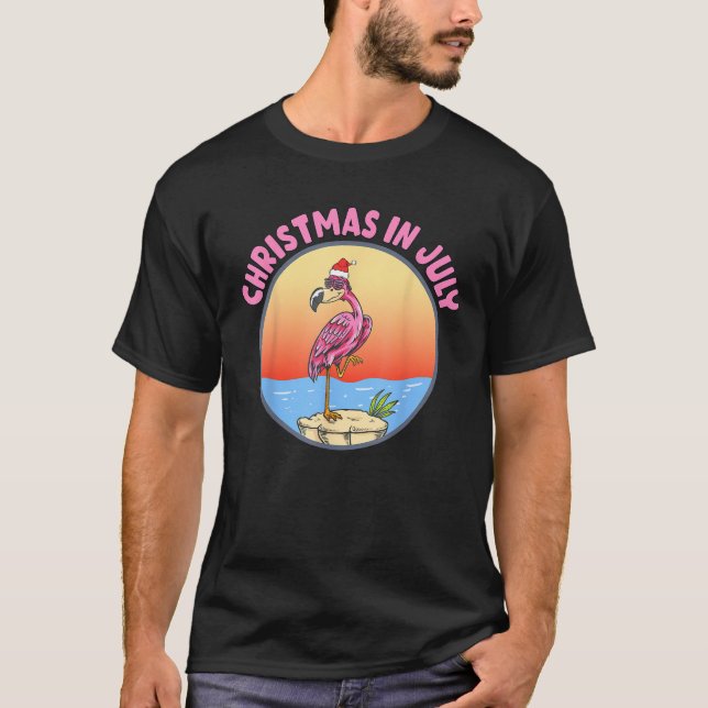 Jul i juli Flamingo i Santa Hat Kids Toddl T Shirt (Framsida)
