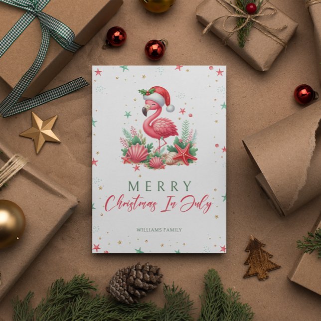 Jul i juli Flamingo Kort (Skapare uppladdad)