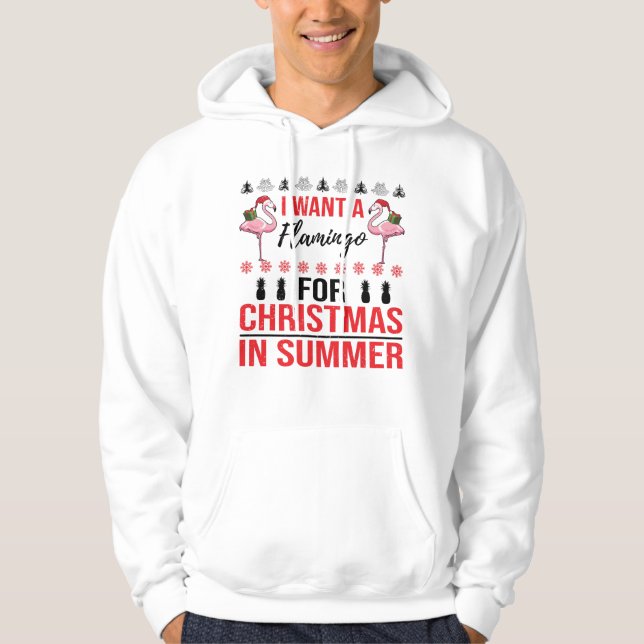 Jul i juli Flamingo Merry Sommer Ugly Hoodie (Framsida)