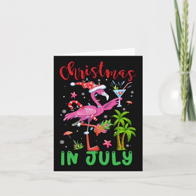 Jul i juli Flamingo Santa Summer Julafton Kvinnor Kort (Framsida)
